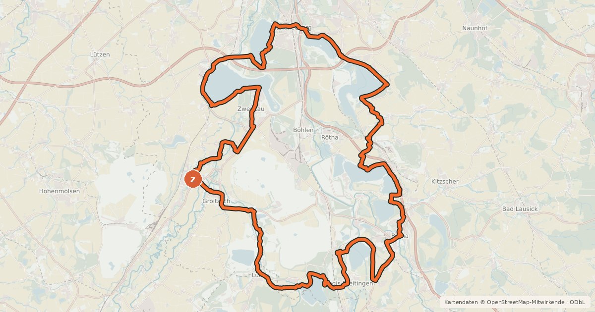 Kartenübersicht der Radroute Neuseenland-Radroute