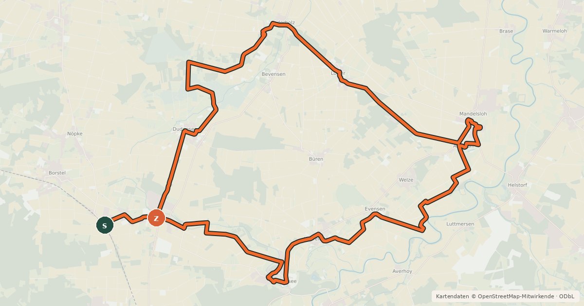 Kartenübersicht der Radroute Neustädter Landroute