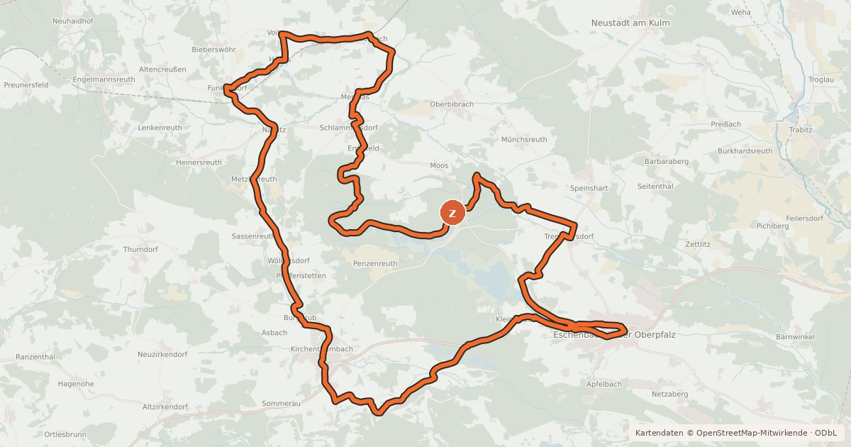 Kartenübersicht der Radroute NEW 16 - Brauereienweg