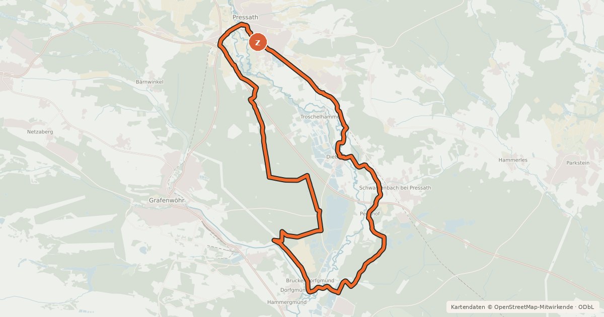 Kartenübersicht der Radroute NEW 18 - Freizeitsee-Runde