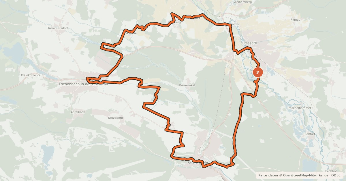 Kartenübersicht der Radroute NEW 21 - Gründer-Radweg