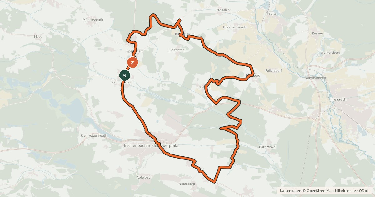 Kartenübersicht der Radroute NEW 22 - Vom Netzaberg zum Barbaraberg