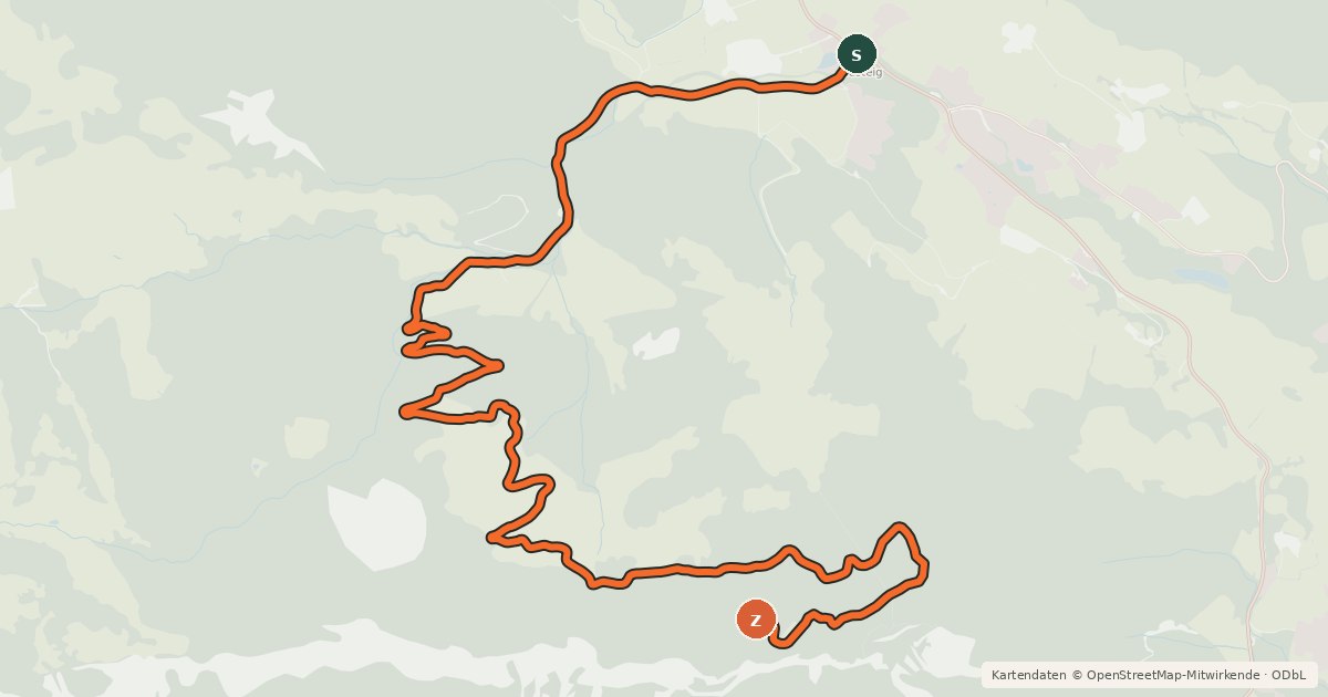 Kartenübersicht der Radroute Niederkaiser Schatterberg