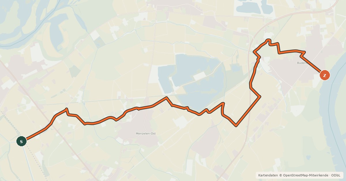 Kartenübersicht der Radroute NiederRheinroute-V017