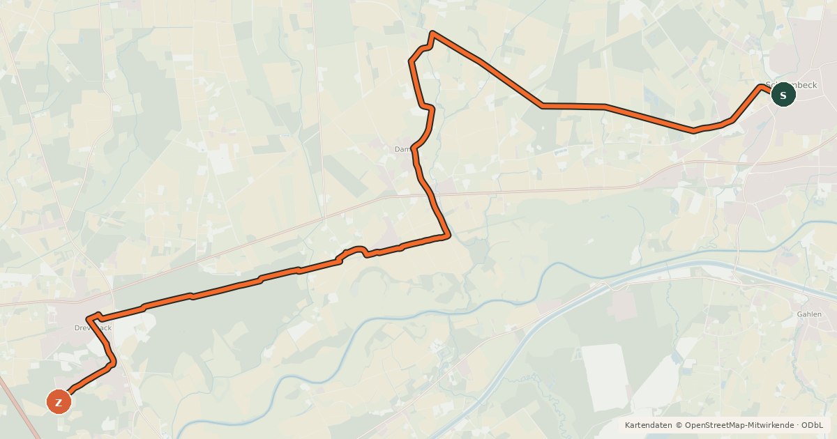 Kartenübersicht der Radroute NiederRheinroute-V032