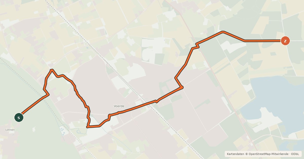 Kartenübersicht der Radroute NiederRheinroute-V035