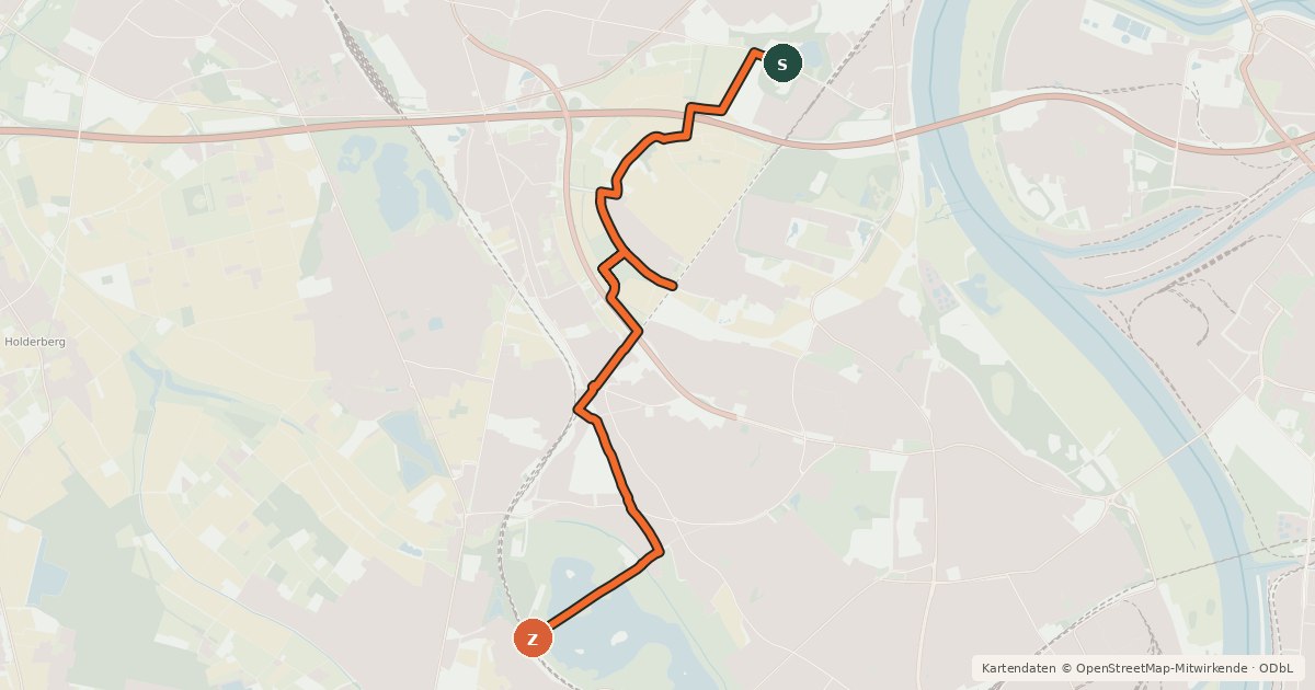 Kartenübersicht der Radroute NiederRheinroute-V038