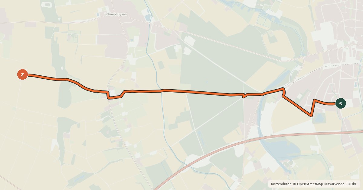 Kartenübersicht der Radroute NiederRheinroute-V040