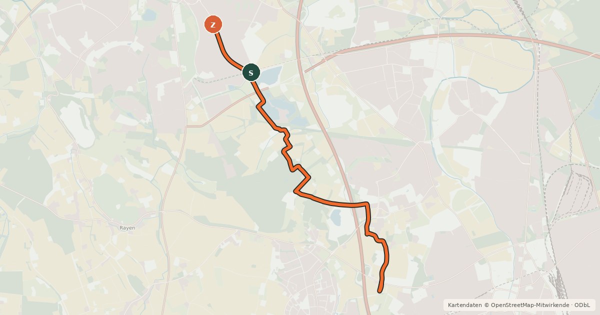Kartenübersicht der Radroute NiederRheinroute-V041