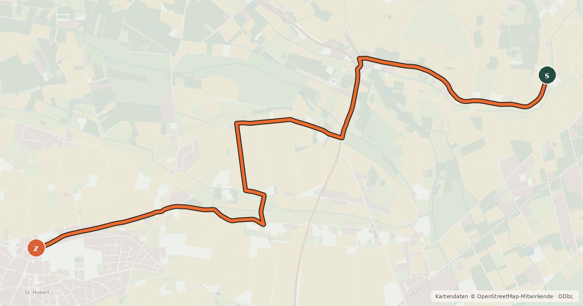 Kartenübersicht der Radroute NiederRheinroute-V051