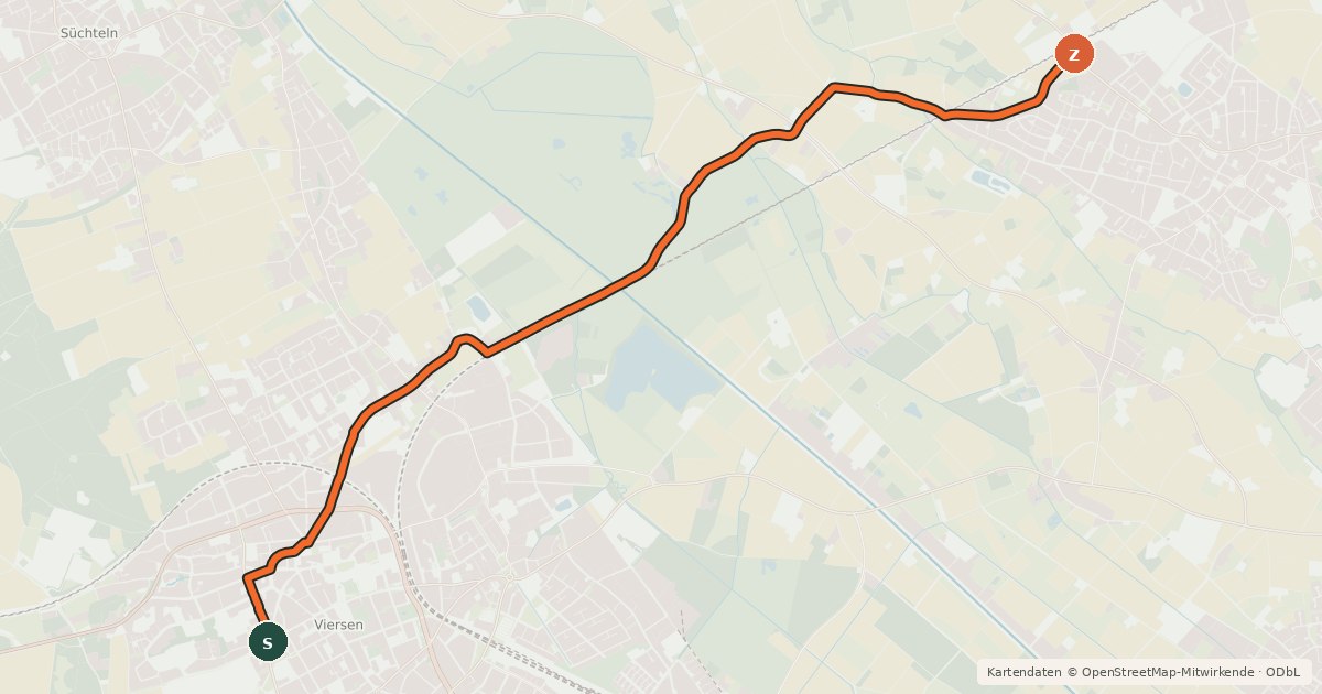 Kartenübersicht der Radroute NiederRheinroute-V058