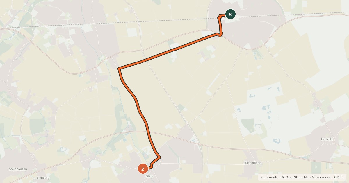 Kartenübersicht der Radroute NiederRheinroute-V063