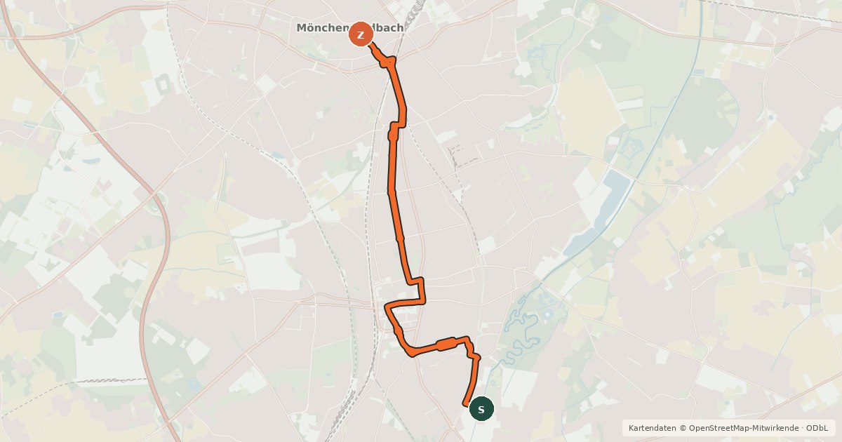 Kartenübersicht der Radroute NiederRheinroute-V067
