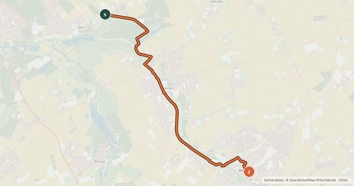 Kartenübersicht der Radroute NiederRheinroute-V090
