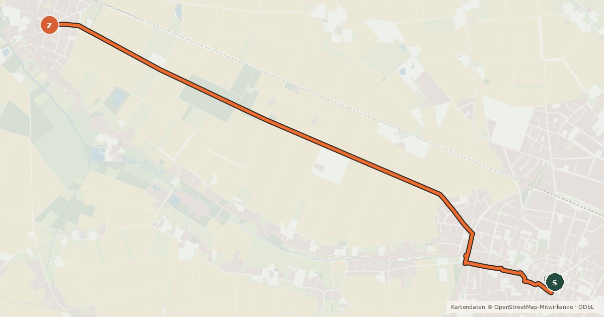 Kartenübersicht der Radroute NiederRheinroute-V092