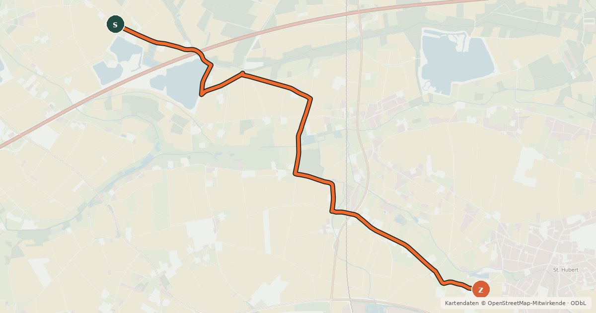 Kartenübersicht der Radroute NiederRheinroute-V102