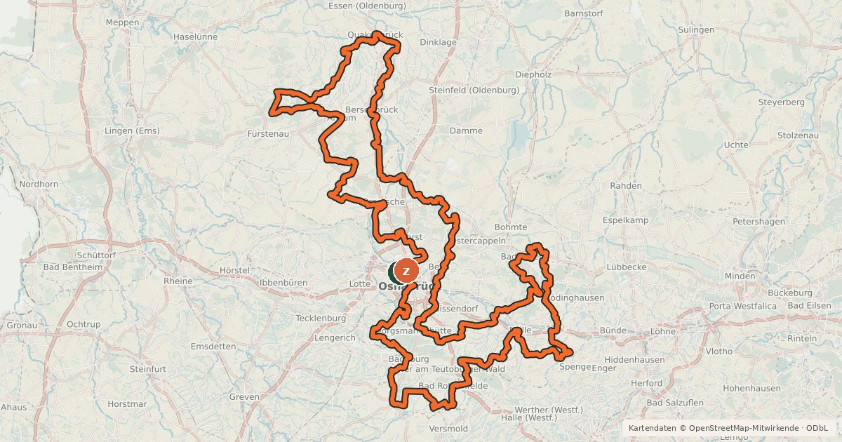 Kartenübersicht der Radroute Niedersächsische Mühlen-Tour