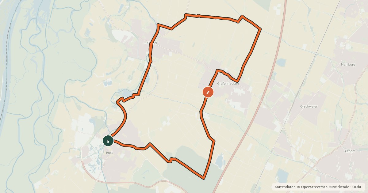 Kartenübersicht der Radroute Niederwald-Route