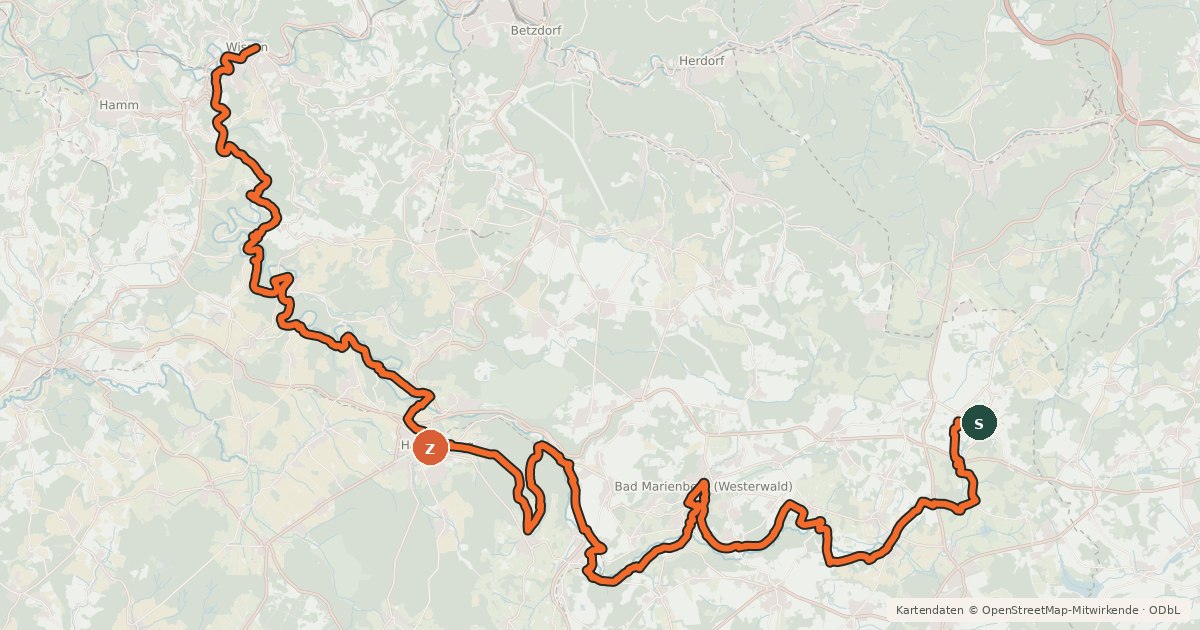 Kartenübersicht der Radroute Nister-Radweg