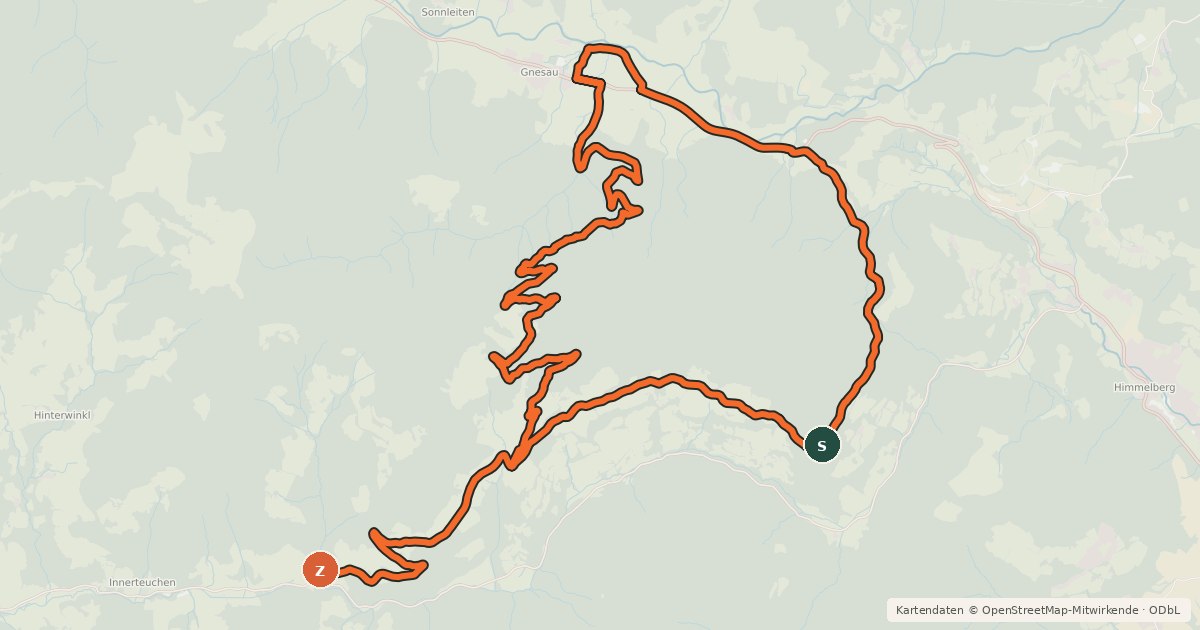Kartenübersicht der Radroute Nockbike 28
