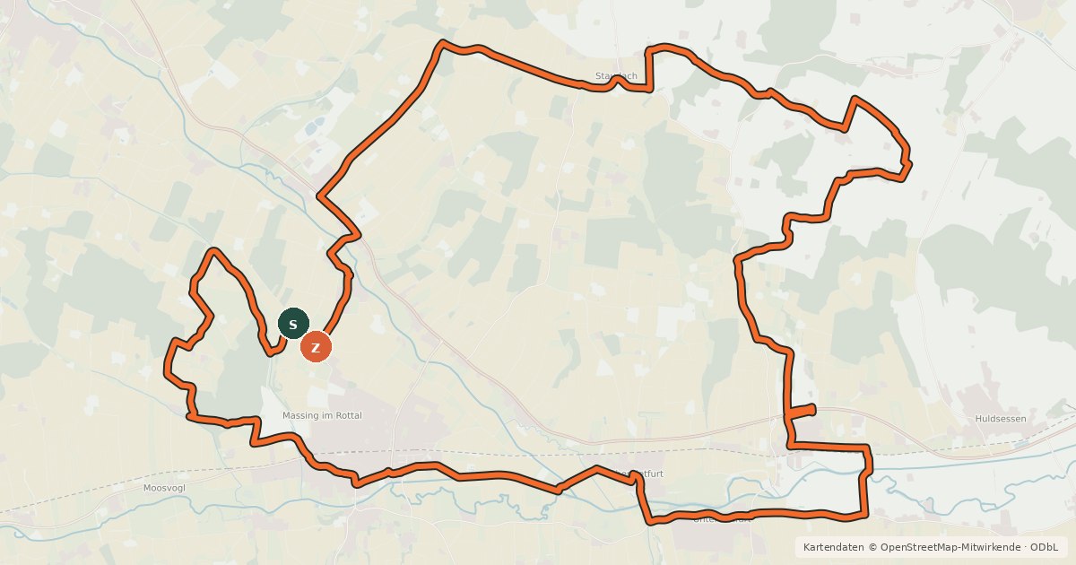 Kartenübersicht der Radroute Nördliche Runde Massing
