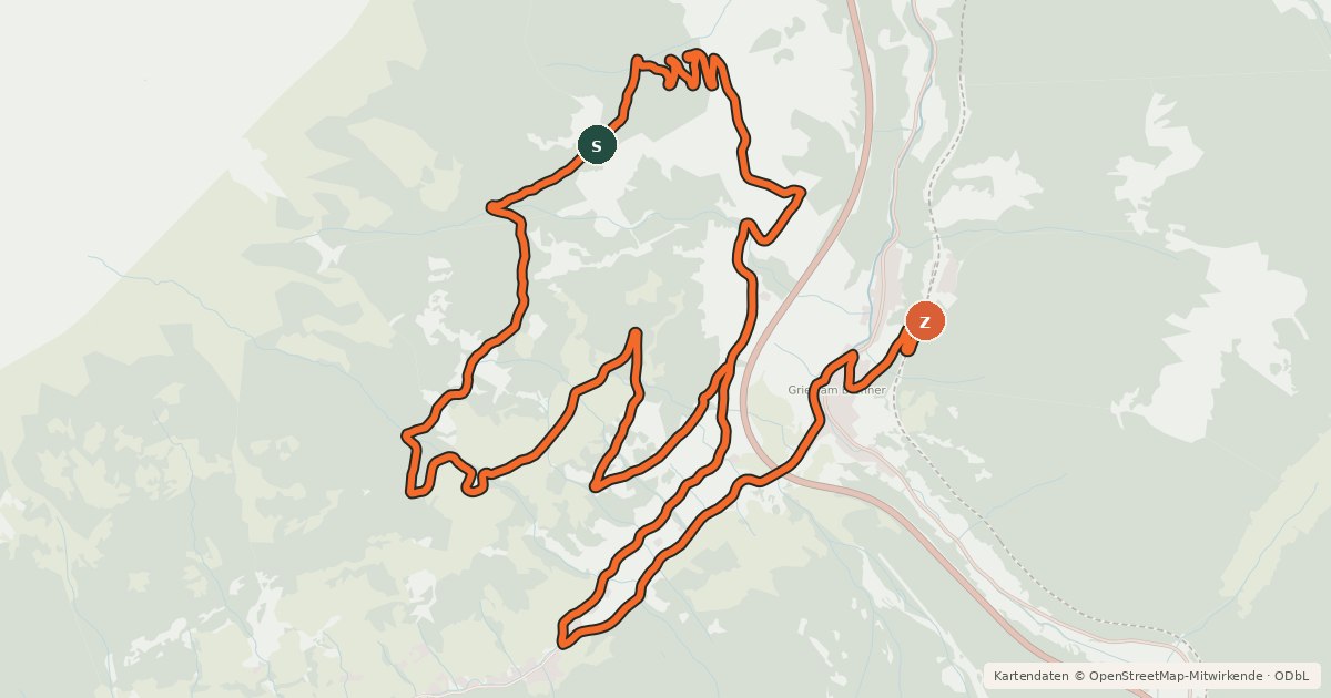 Kartenübersicht der Radroute Nößlachhütte