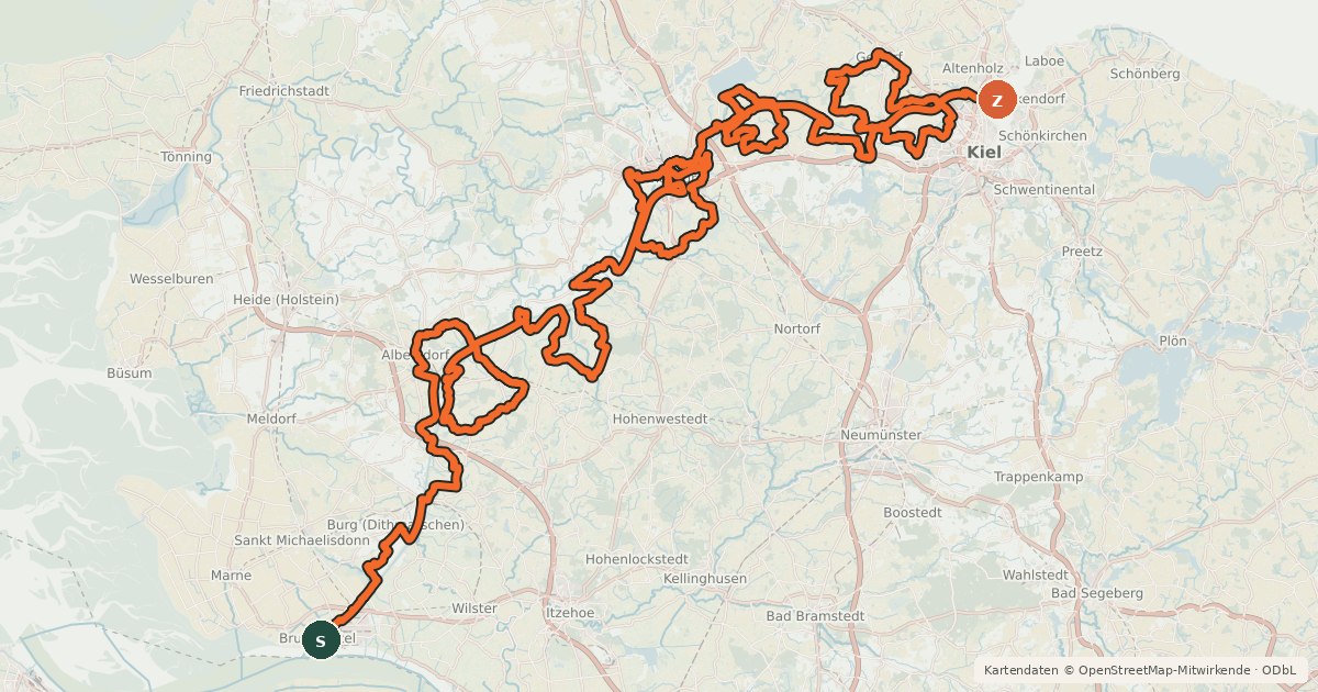 Kartenübersicht der Radroute NOK-Route