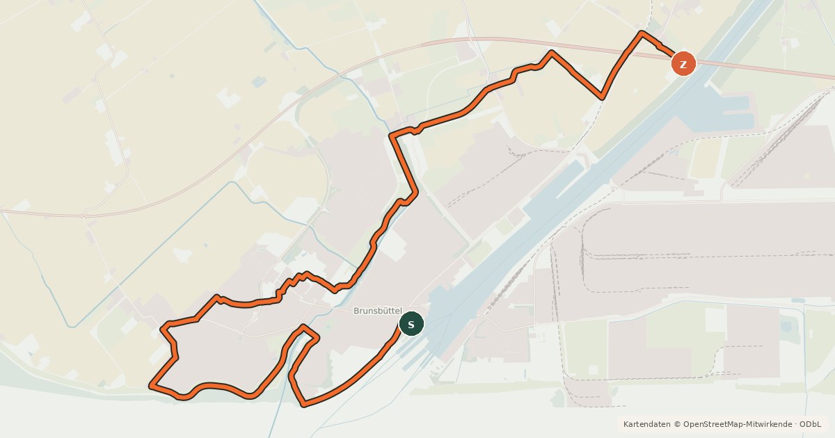 Kartenübersicht der Radroute NOK-Route Alternative