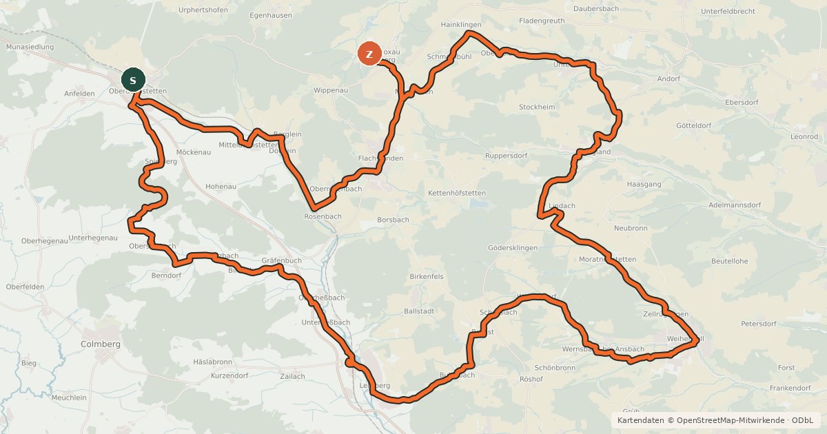 Kartenübersicht der Radroute NorA Radweg
