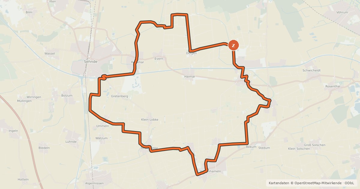 Kartenübersicht der Radroute Nord-Ost-Erlebnisroute