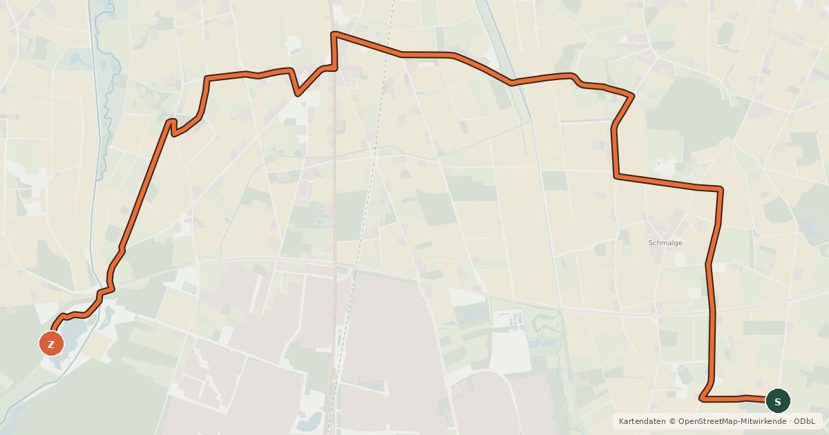 Kartenübersicht der Radroute Nord-Route