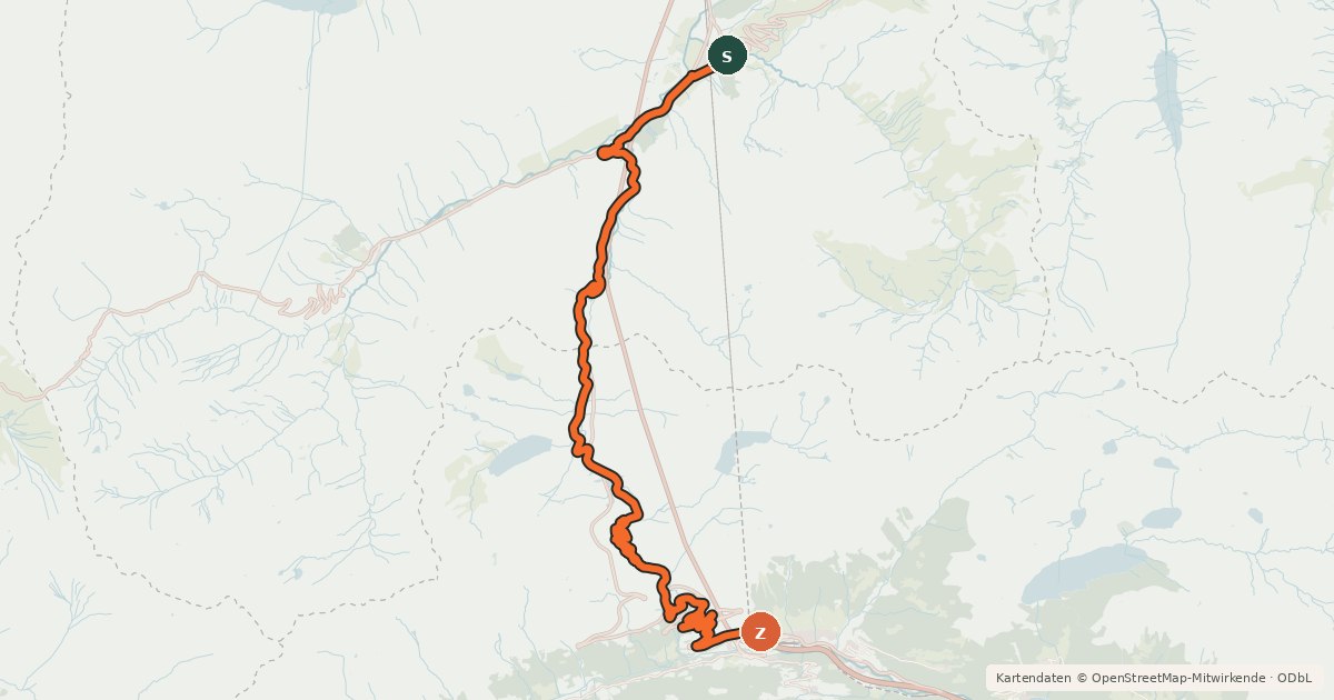 Kartenübersicht der Radroute Nord-Süd-Route