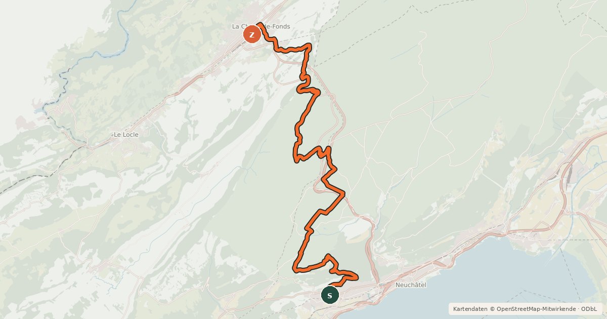 Kartenübersicht der Radroute Nord Vaudois-Jura - Étape 3