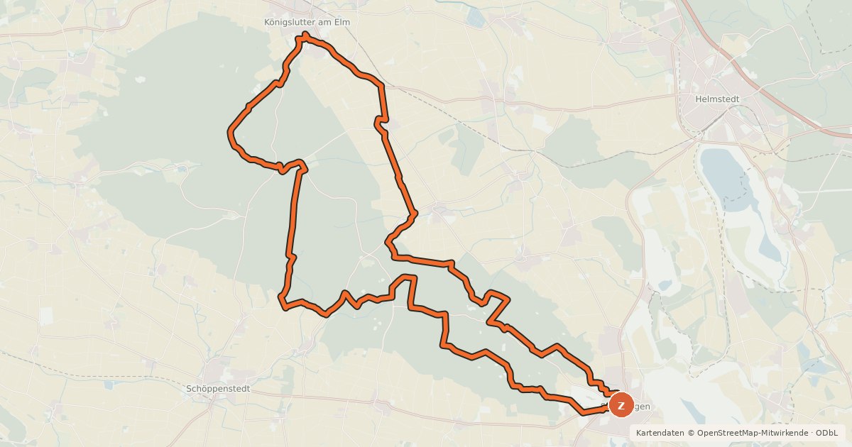Kartenübersicht der Radroute Nordelm Route