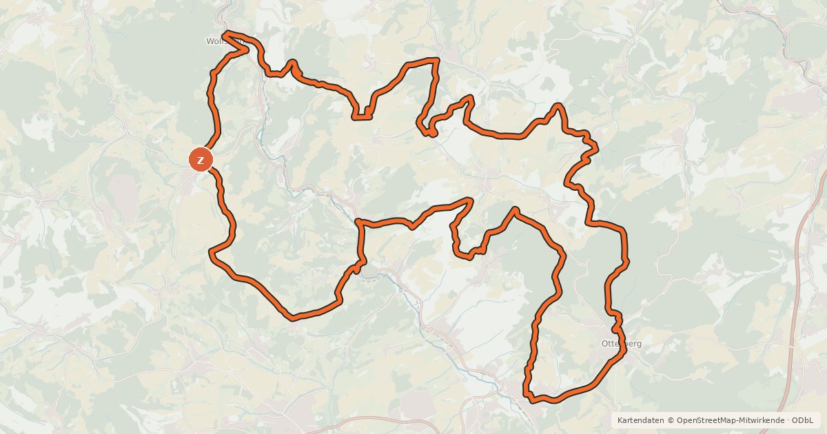 Kartenübersicht der Radroute Nordpfälzer Höhenradweg