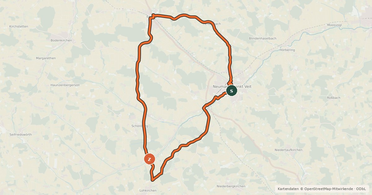 Kartenübersicht der Radroute Nordtour