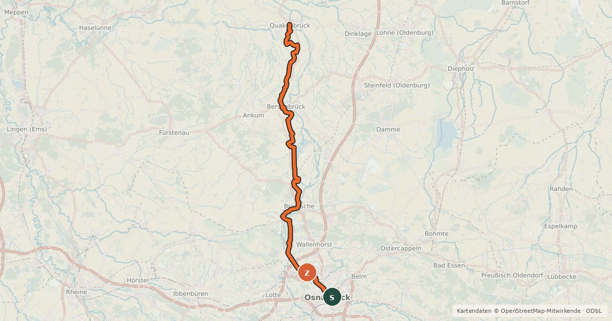Kartenübersicht der Radroute NordWestBahn-Tour