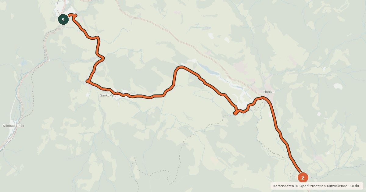 Kartenübersicht der Radroute Norischer Radweg