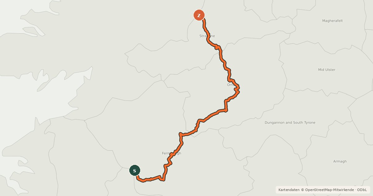 Kartenübersicht der Radroute North West Trail