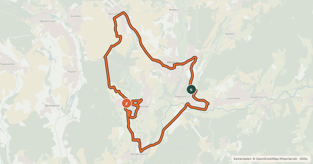 Kartenübersicht der Radroute Noswendeler-See-Runde
