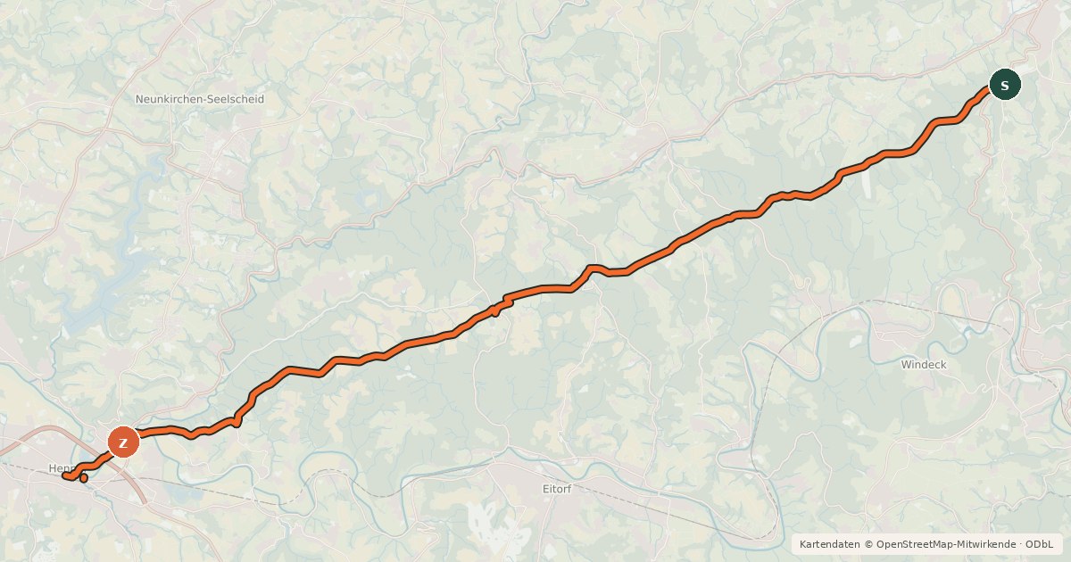 Kartenübersicht der Radroute Nutscheidhöhenweg