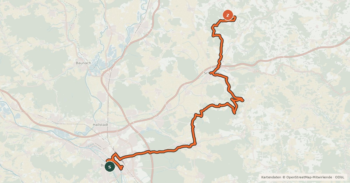 Kartenübersicht der Radroute Oberfränkische Marientour - Etappe 1