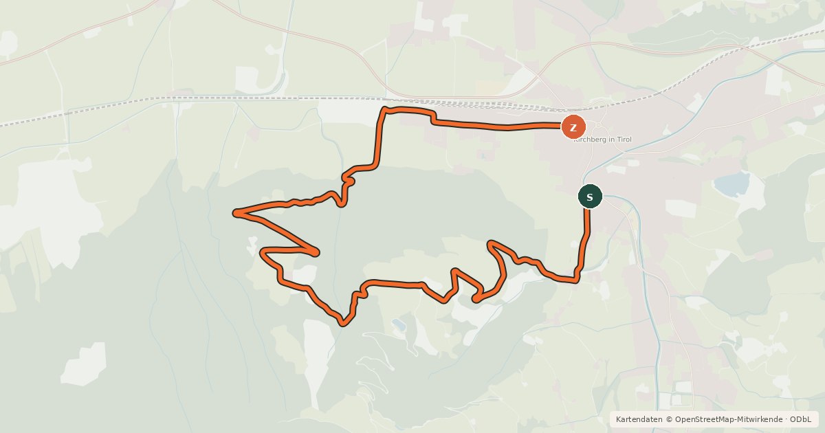 Kartenübersicht der Radroute Obergaisberg