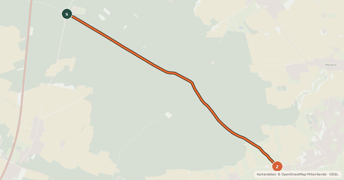 Kartenübersicht der Radroute Oberkrämer (20) - Oberkrämer (29)
