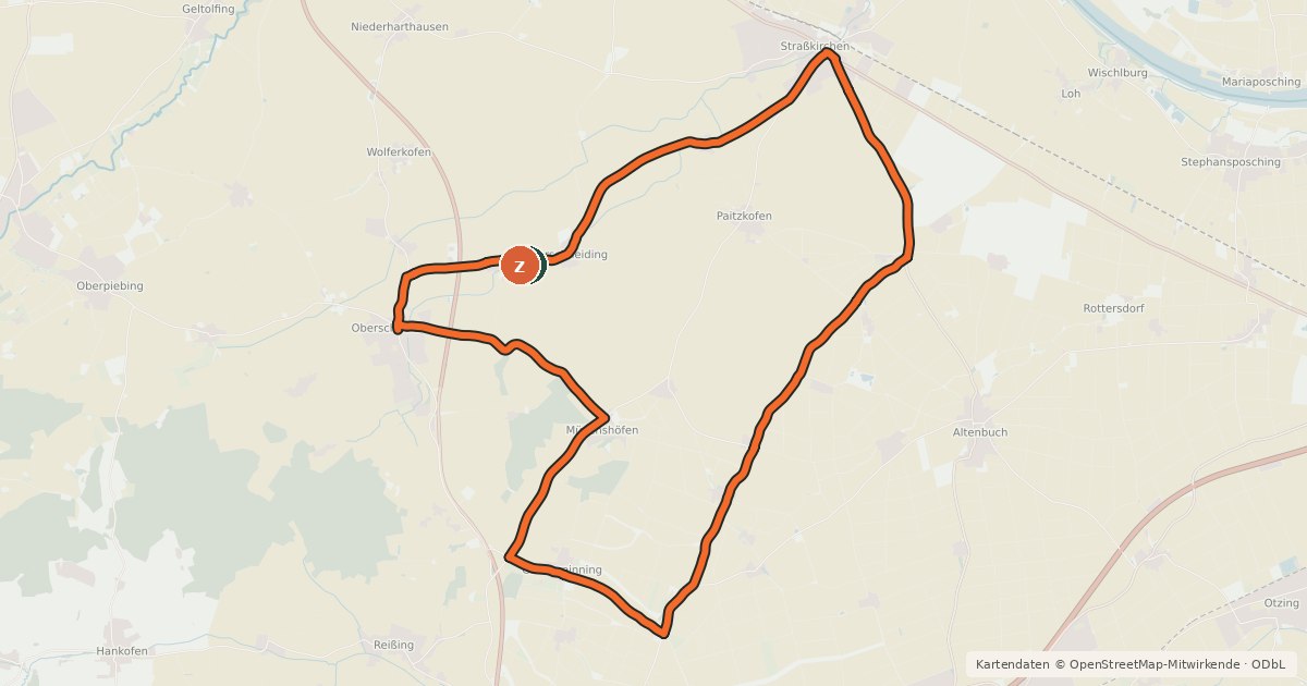 Kartenübersicht der Radroute Oberschneidinger Hinterland