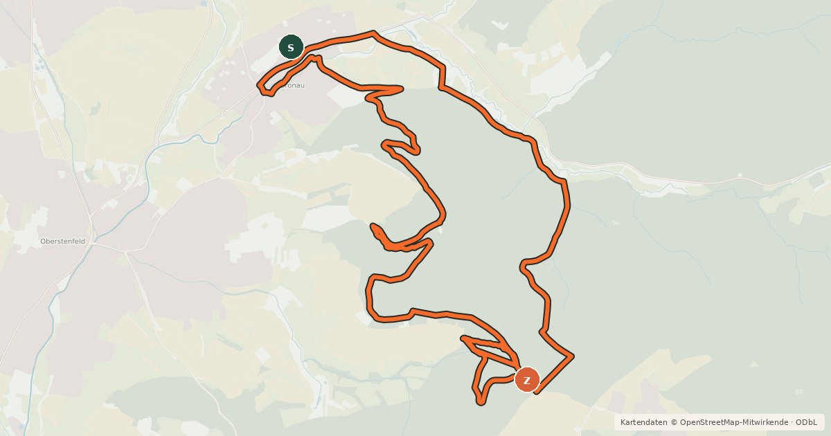Kartenübersicht der Radroute Oberstenfeld MTB Runde