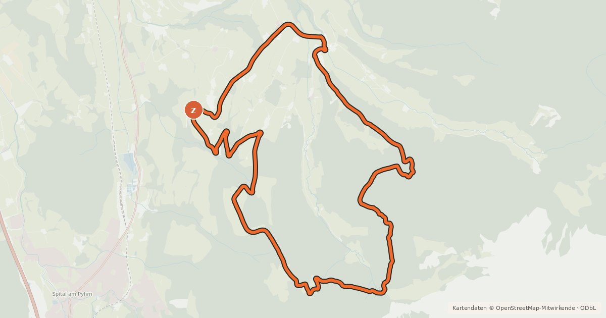 Kartenübersicht der Radroute Oberwenger Panoramaroute