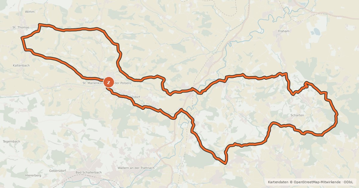 Kartenübersicht der Radroute Obst-Hügel-Land Radweg