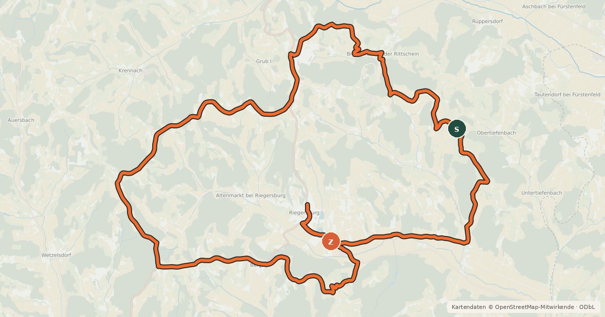 Kartenübersicht der Radroute Obstgartentour