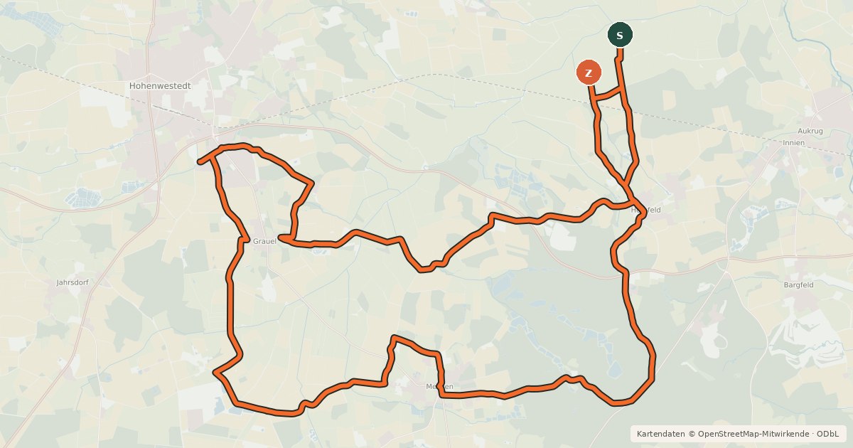 Kartenübersicht der Radroute Ochsenweg, Exkurs Ochsenschleichweg